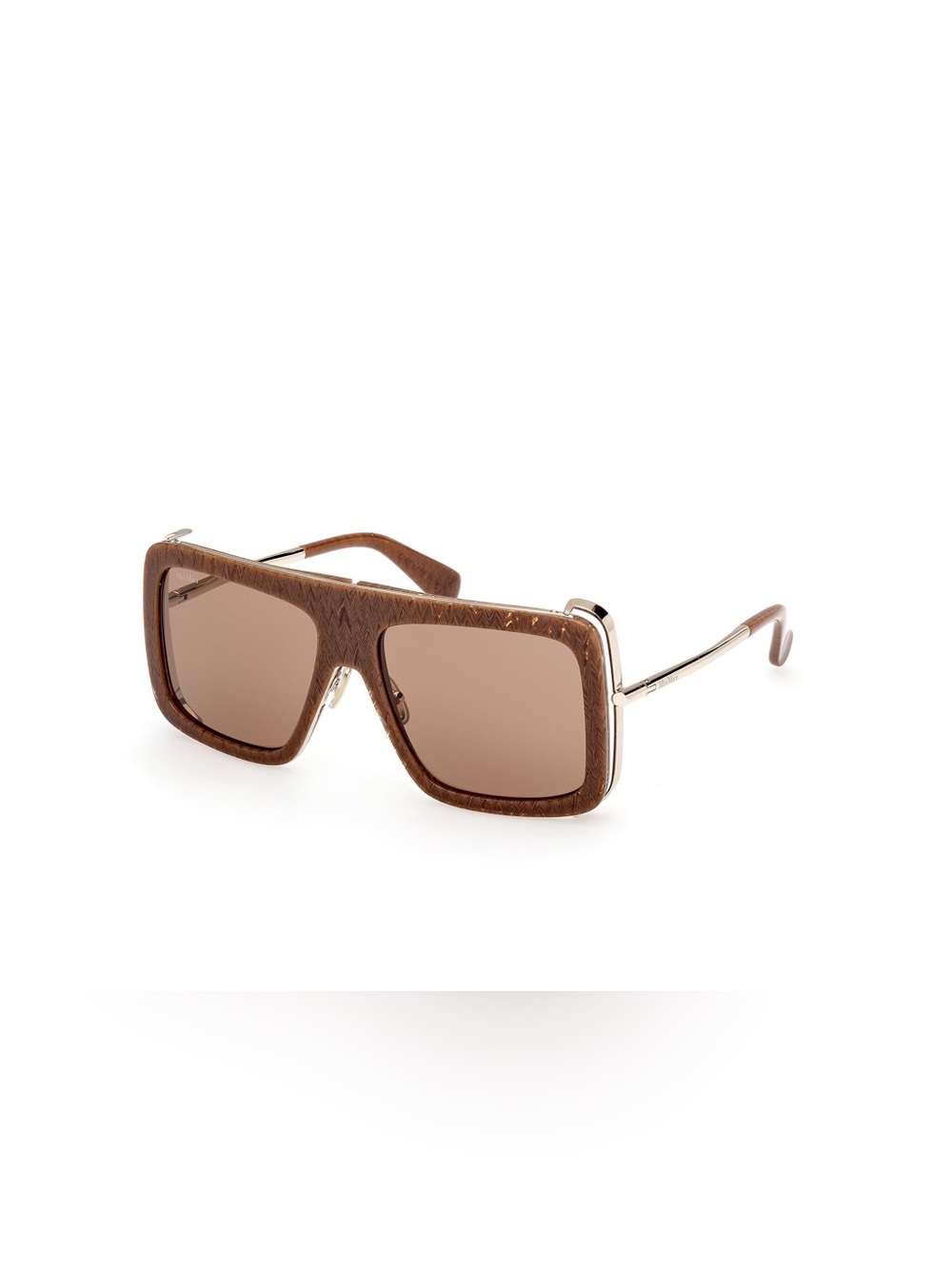 Max Mara MM0119 Jean 56E Oversized Square Sunglasses Brown Gold NWT Full Set